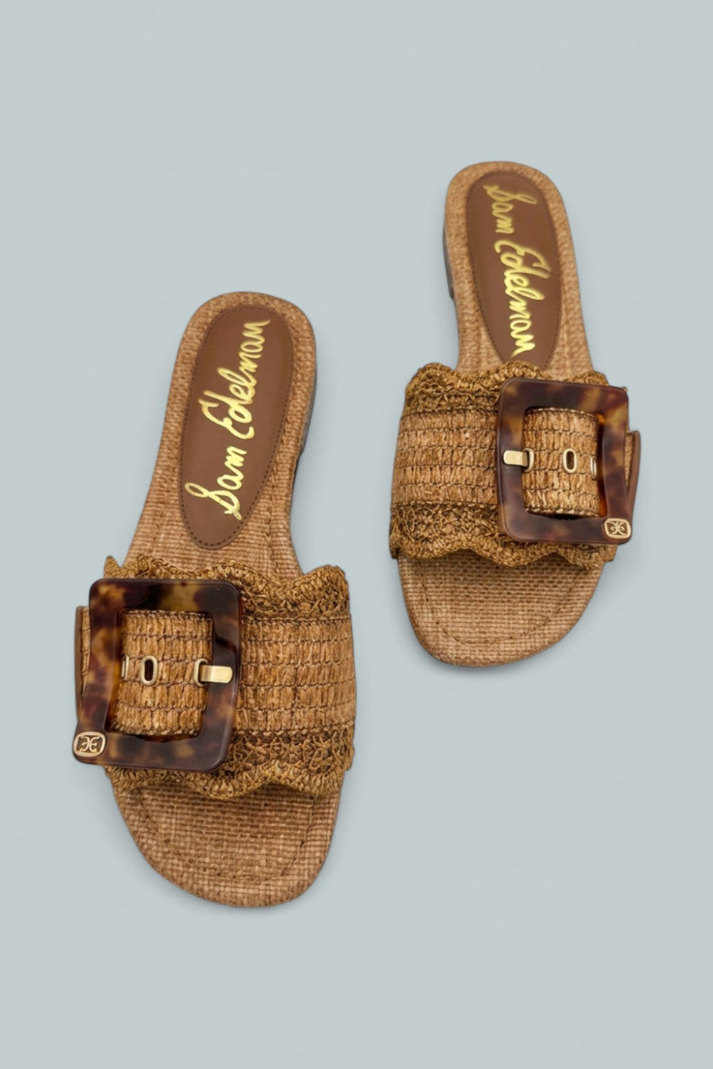 Women’s Bambi Buckled Woven Slide Sandals - Tan - Sandals