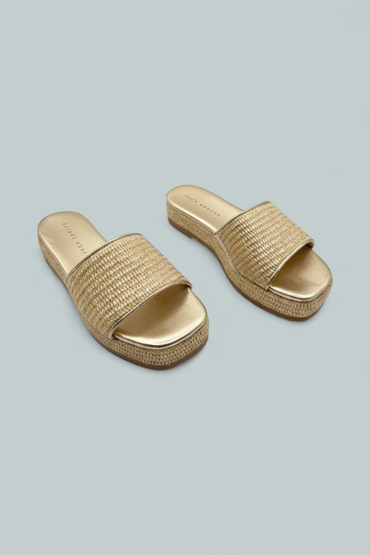Women’s Bay Raffia Flatform Sandals - Gold - 6 - Sandals