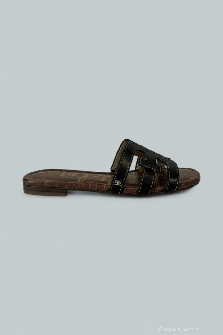 Women’s Bay Slide Sandals - Black Leather - 7.5 - Sandals