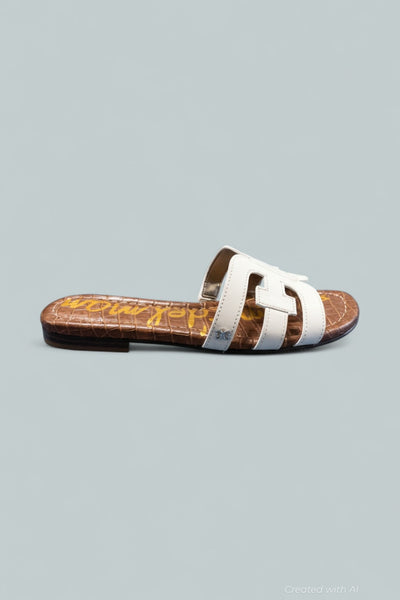 Women’s Bay Slide Sandals - White Leather - 5.5 - Sandal