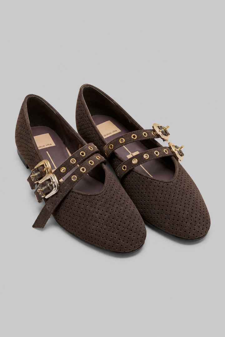 Women’s Baylee Grommet Mary Jane Flats - Dark Brown - Mary Jane