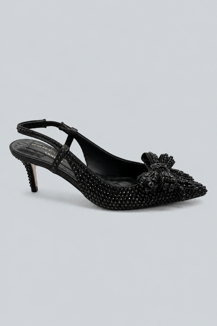 Women’s Belgravia Bow Crystal Slingback Pumps - Black - Slingback