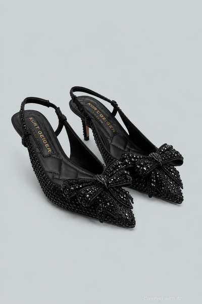 Women’s Belgravia Bow Crystal Slingback Pumps - Black - Slingback