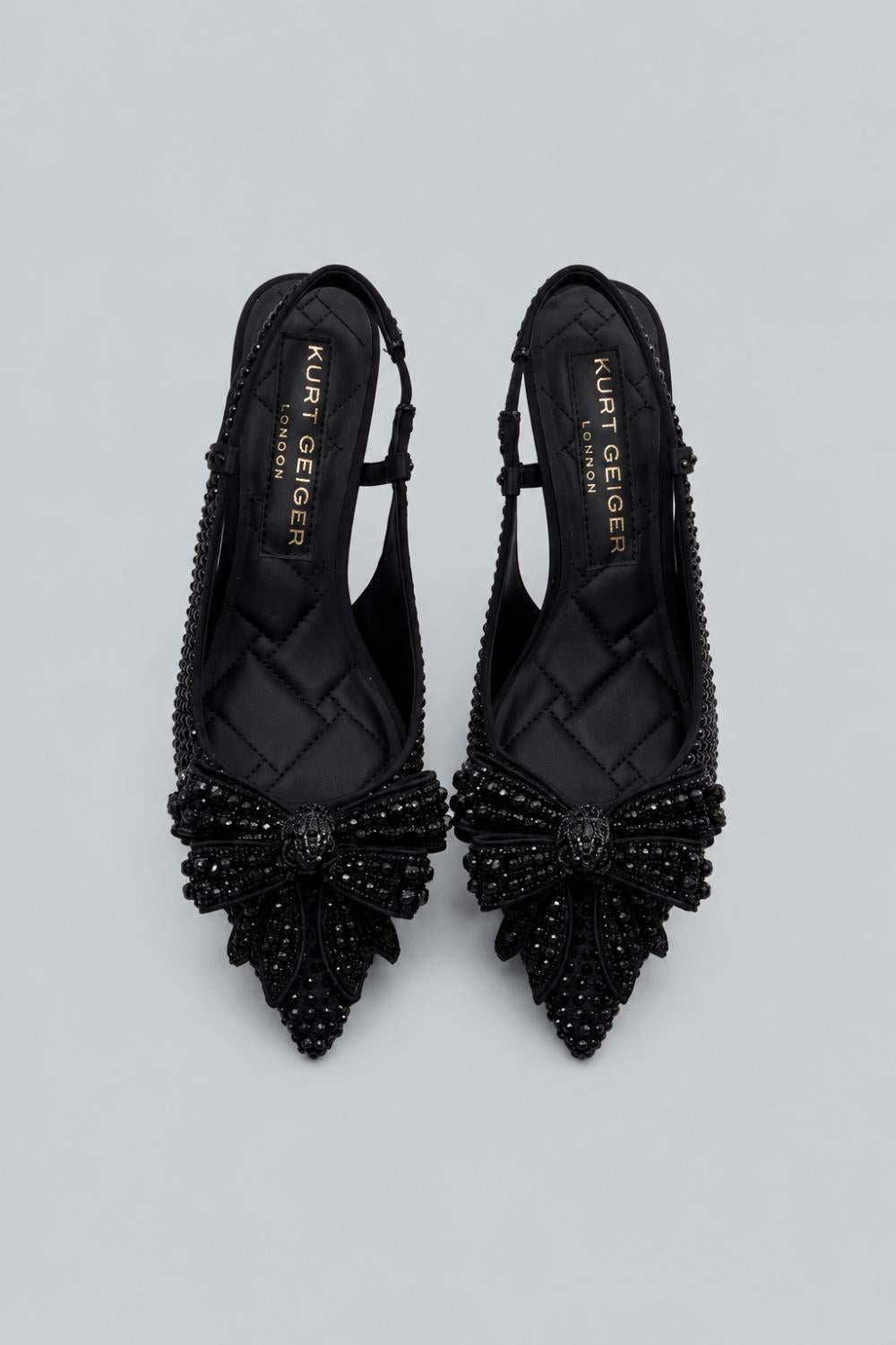 Women’s Belgravia Bow Crystal Slingback Pumps - Black - Slingback