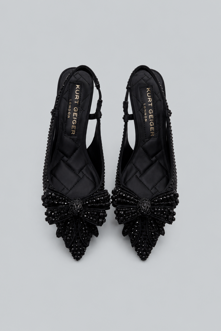 Women’s Belgravia Bow Crystal Slingback Pumps - Black - Slingback