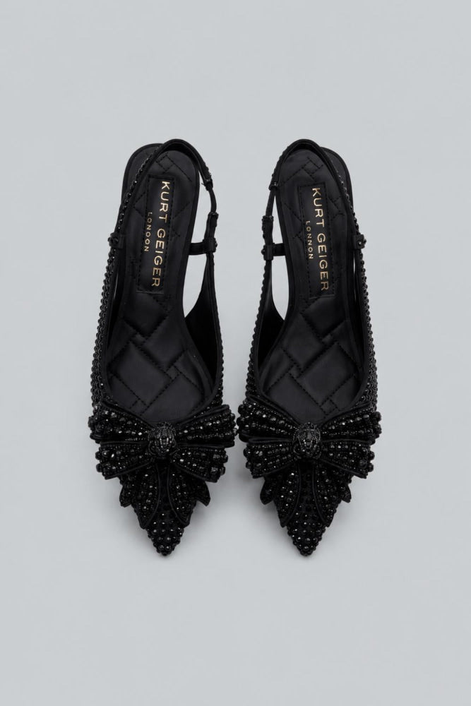 Women’s Belgravia Bow Crystal Slingback Pumps - Black - Slingback