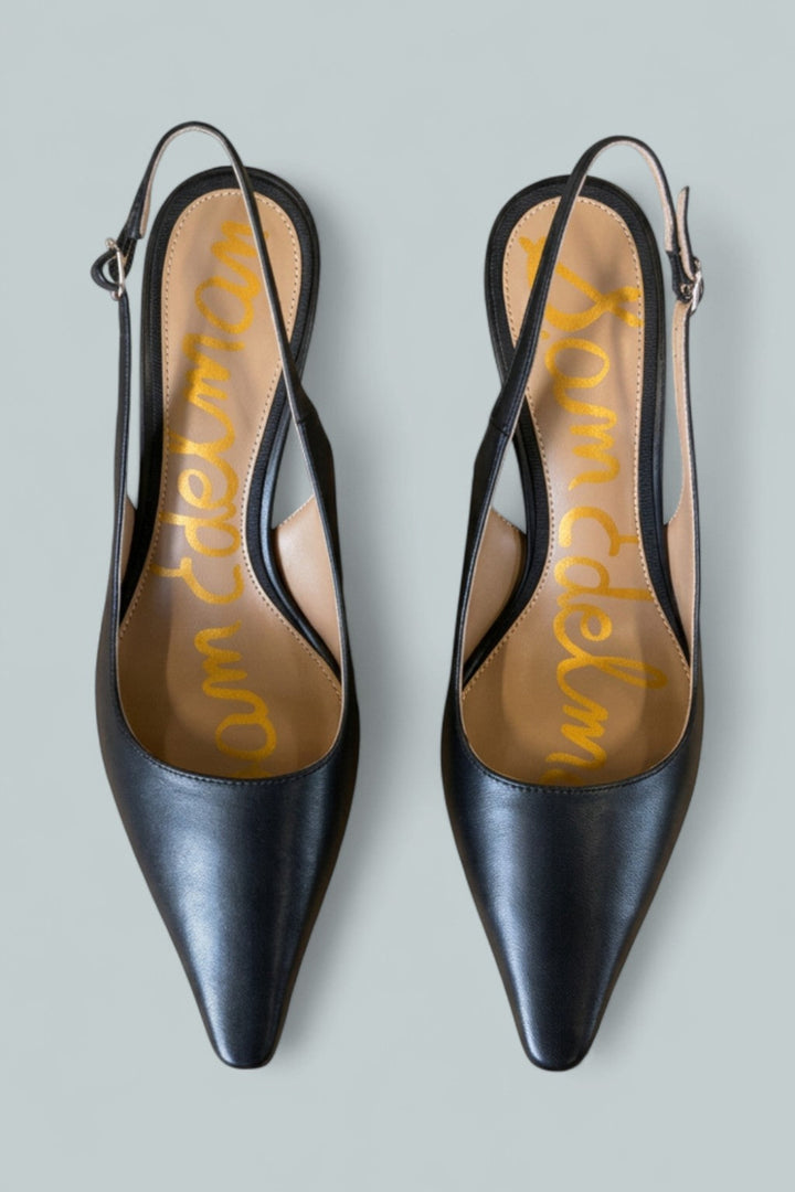 Women’s Bianka Slingback Kitten Heels - Black Leather - Slingback