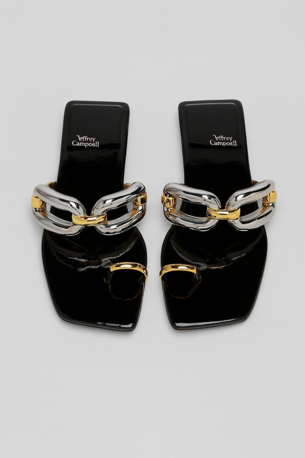 Women’s Big Link Flat Sandals - Black Patent Combo - Sandal