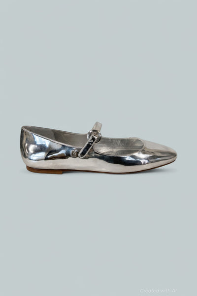 Women’s Blair Mary Jane Ballet Flats - Silver Leather - 9 - Mary Jane