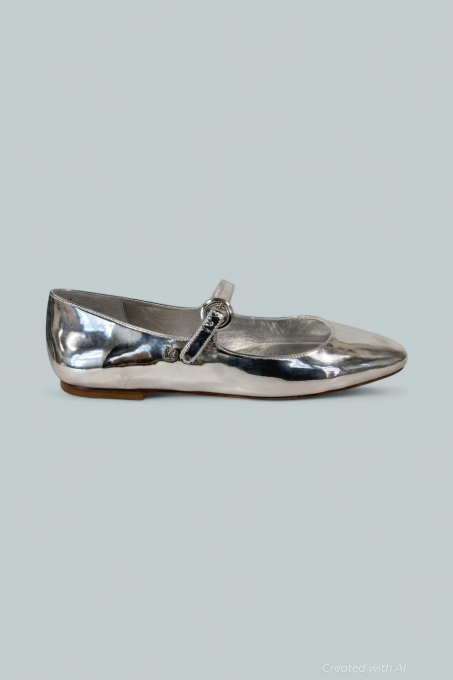 Women’s Blair Mary Jane Ballet Flats - Silver Leather - 9 - Mary Jane