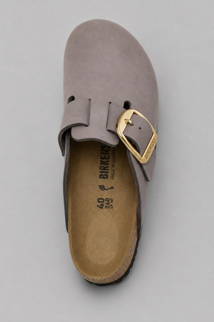 Women’s Boston Big Buckle Nubuck Leather Clogs - Purple Nubuck - 6 6.5 US / 37 EU - Clog