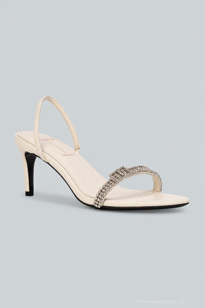 Women’s Bowie Crystal Embellished Slingback Sandals - Coconut - 7.5 US / 37.5 EU - Slingback