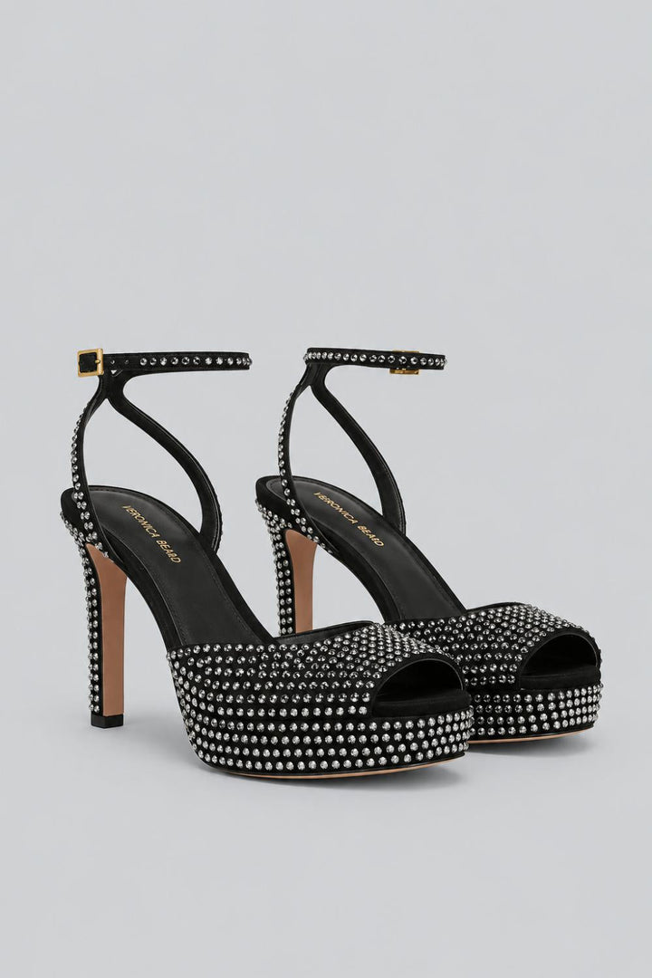 Women’s Brianne Embellished Platform Sandals - Black - Heels