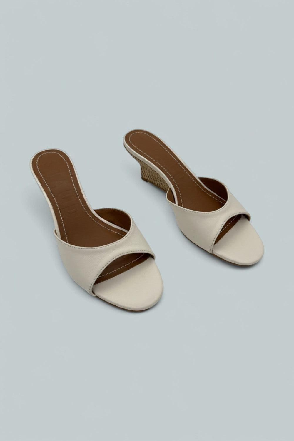 Women’s Brigitte Leather Wedge Sandals - Paper Natural - Sandals