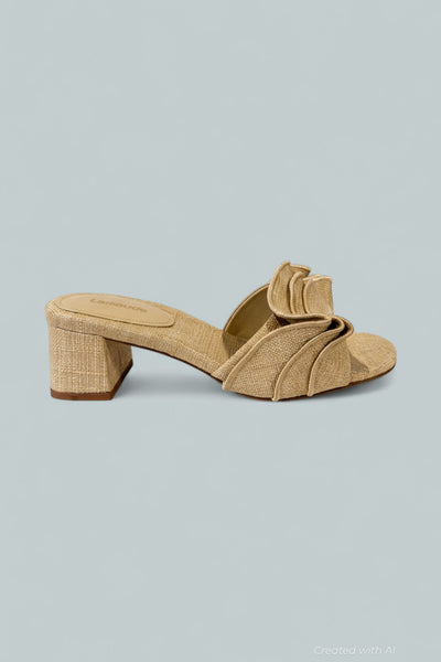 Women’s Brigitte Ruffle Slip On High Heel Sandals - Beige - 6.5 - Sandals