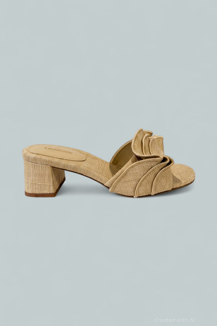 Women’s Brigitte Ruffle Slip On High Heel Sandals - Beige - 6.5 - Sandals