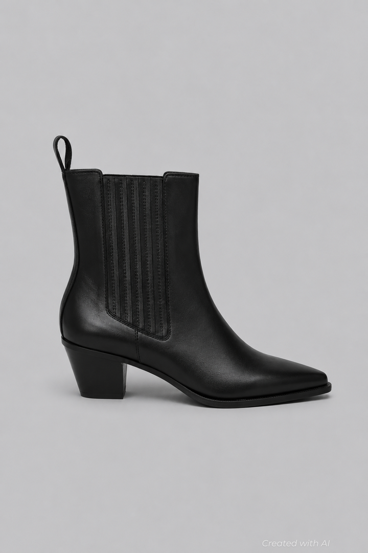 Women’s Bryn Pointed Booties - Black Leather - 9.5 - Bootie