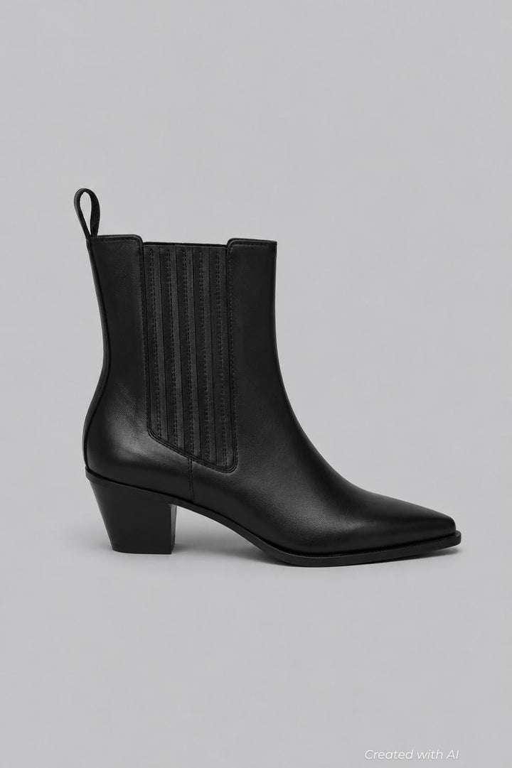 Women’s Bryn Pointed Booties - Black Leather - 9.5 - Bootie