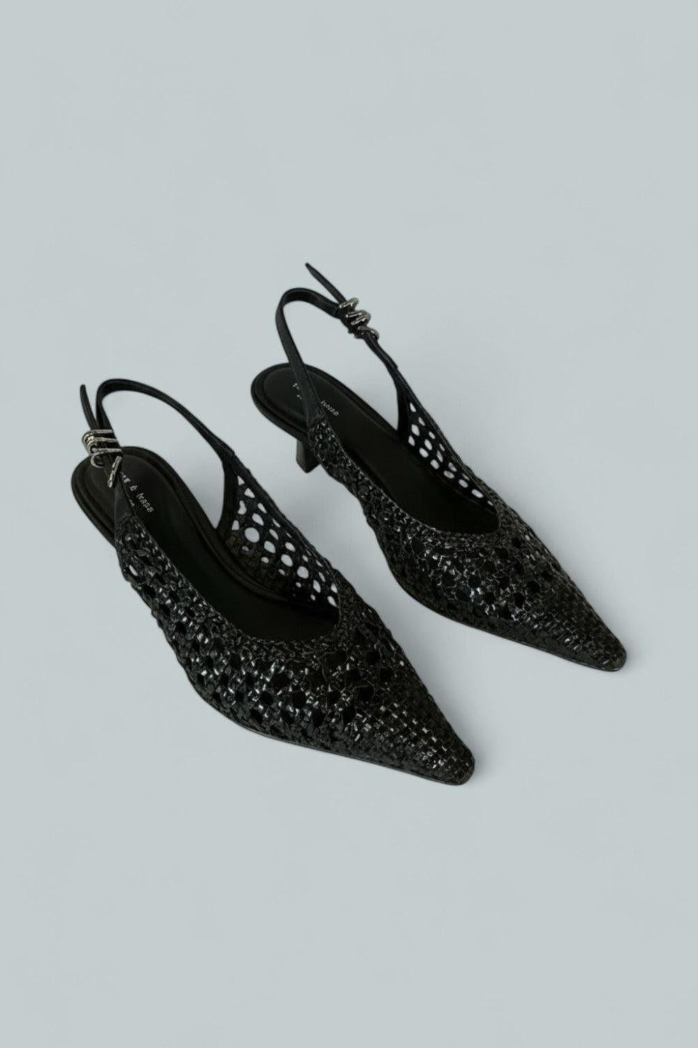 Women’s Brynn Slingback Pumps - Black Woven - 8 US / 38 EU - Pumps