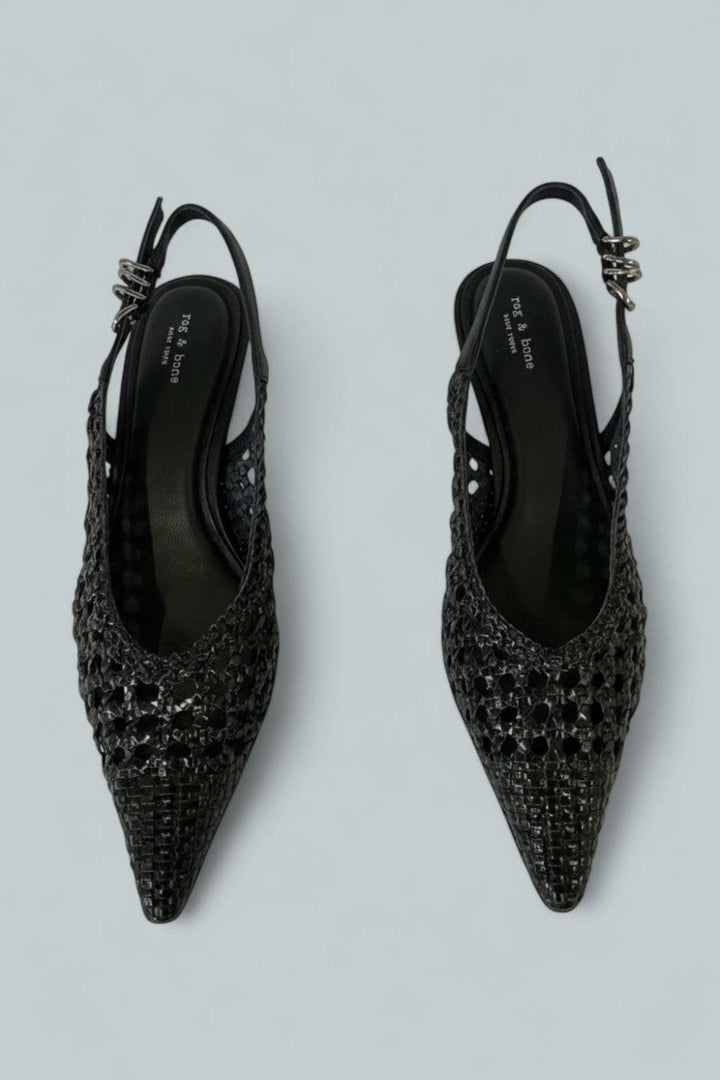 Women’s Brynn Slingback Pumps - Black Woven - 8 US / 38 EU - Pumps
