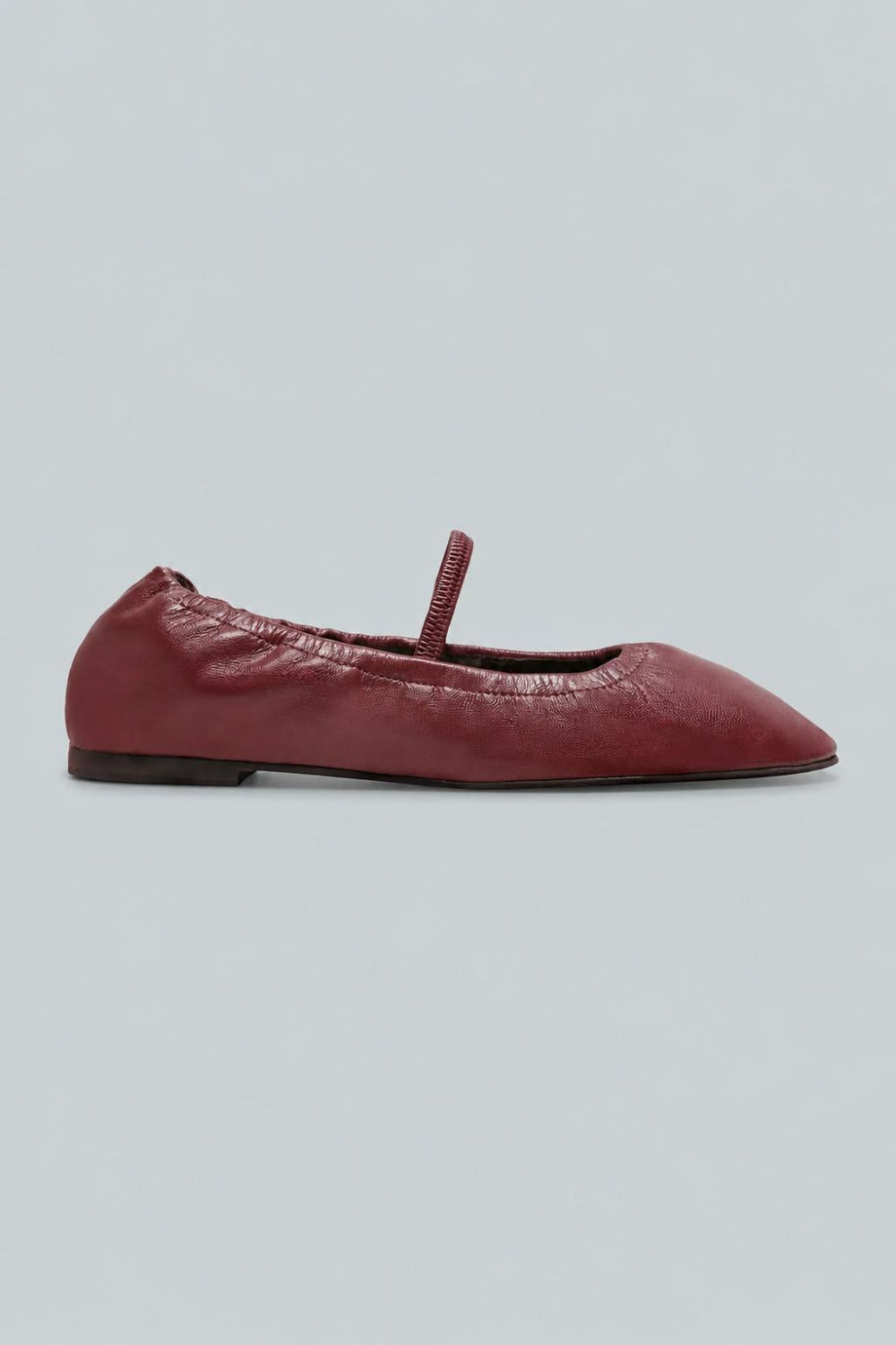 Women’s Buffy Ruched Leather Ballet Flats - Berry Jam Leather - 8 - Flats