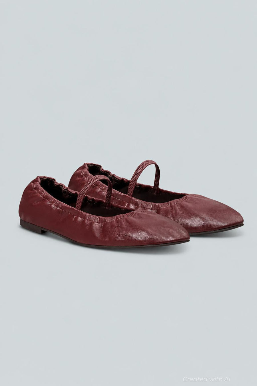 Women’s Buffy Ruched Leather Ballet Flats - Berry Jam Leather - 8 - Flats