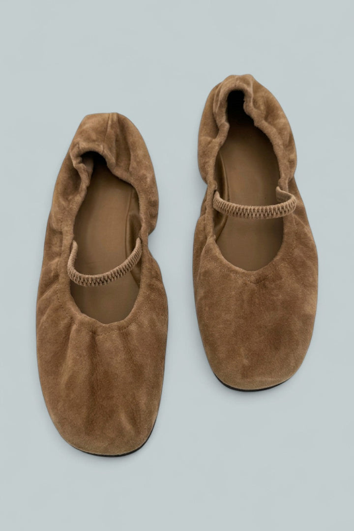 Women’s Buffy Ruched Suede Ballet Flats - Farro Suede - Flats