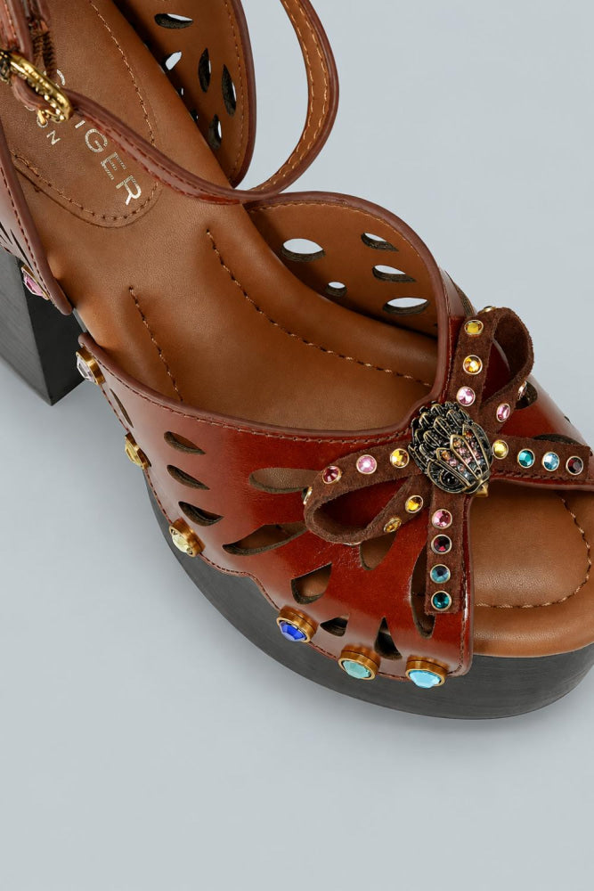 Women’s Butterfly Platform Sandals - Dark Brown - 7.5 - Sandal