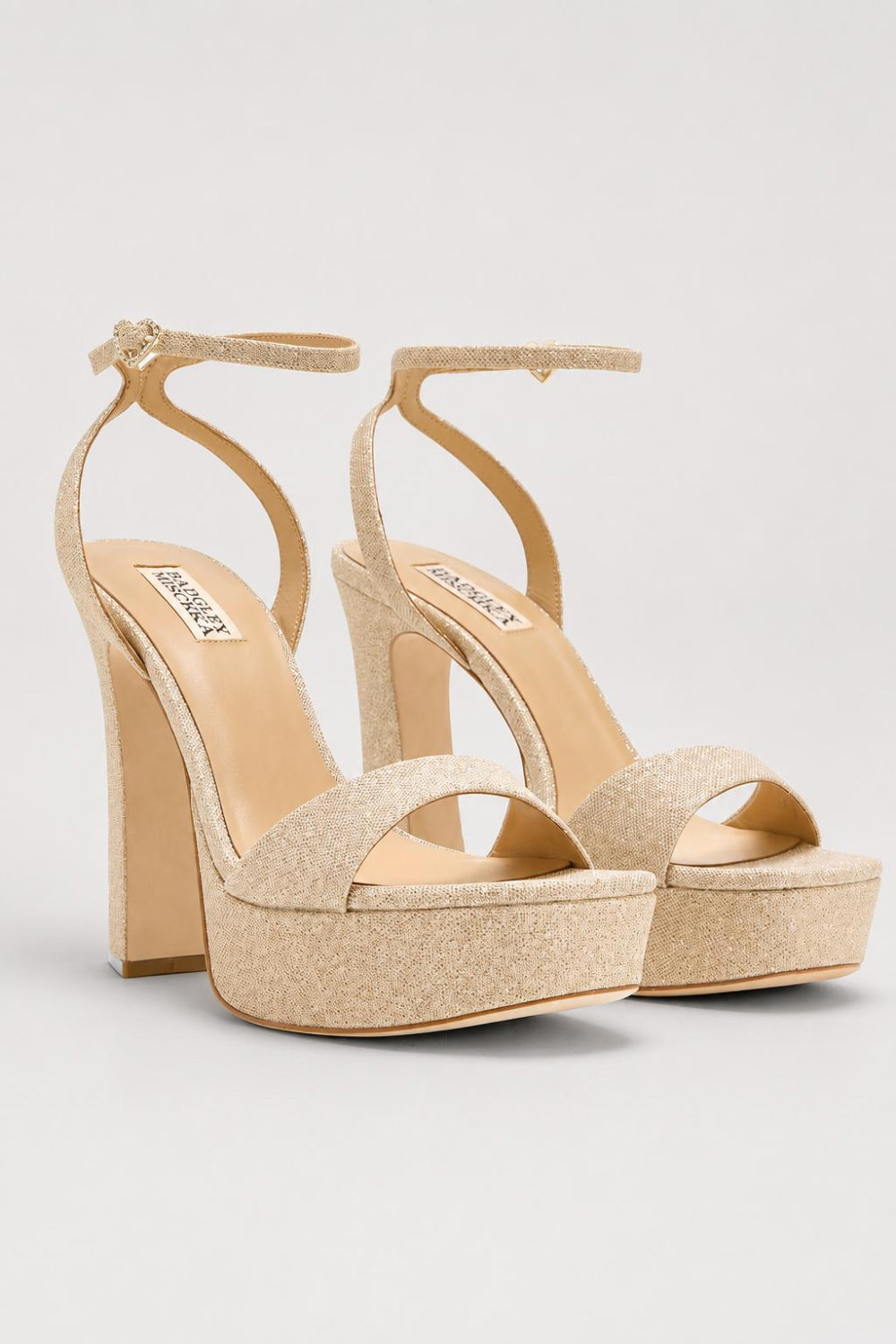 Women’s Caia Square Toe High Heel Platform Sandals - Gold Glitter - 7 - Sandals