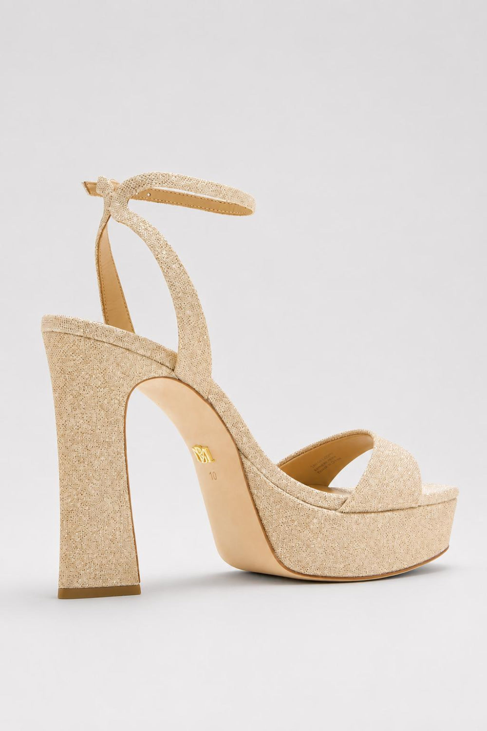 Women’s Caia Square Toe High Heel Platform Sandals - Gold Glitter - 7 - Sandals