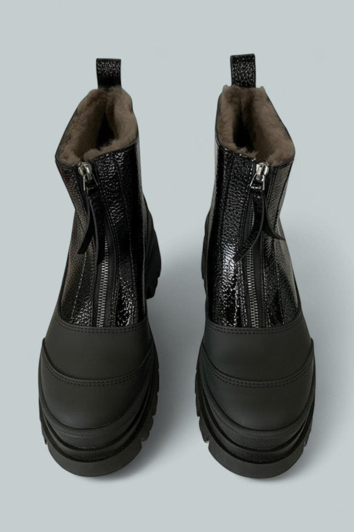 Women’s Caleb Boots - Black Pebbled Patent - 7 - Boots