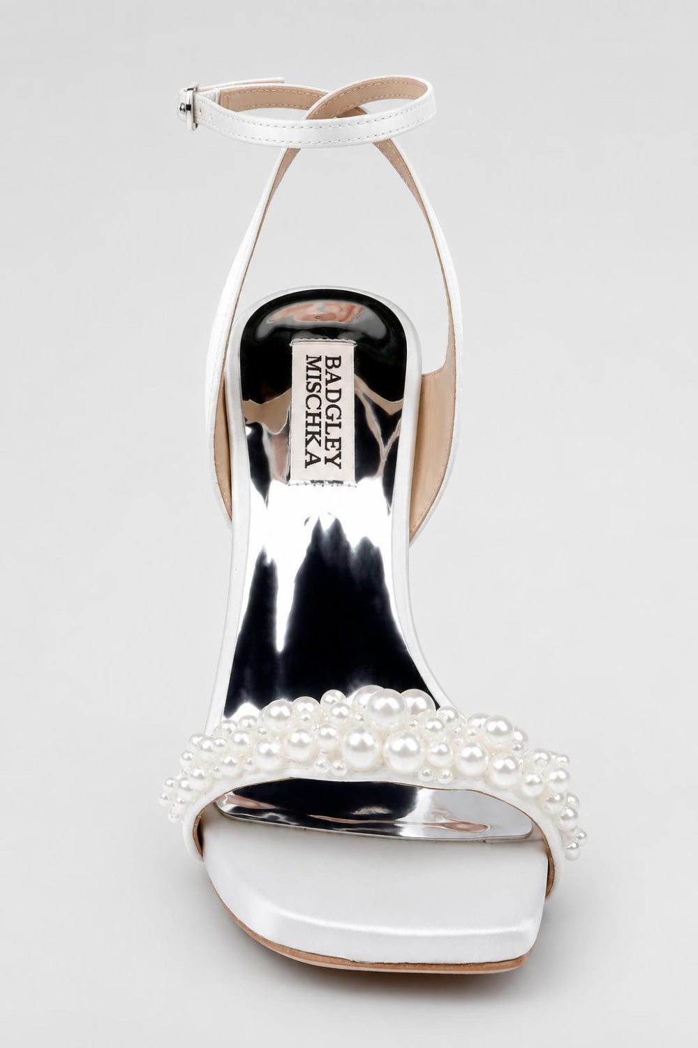 Women’s Calida Square Toe Adorned High Heel Platform Sandals - White Satin - 7.5 - Sandals
