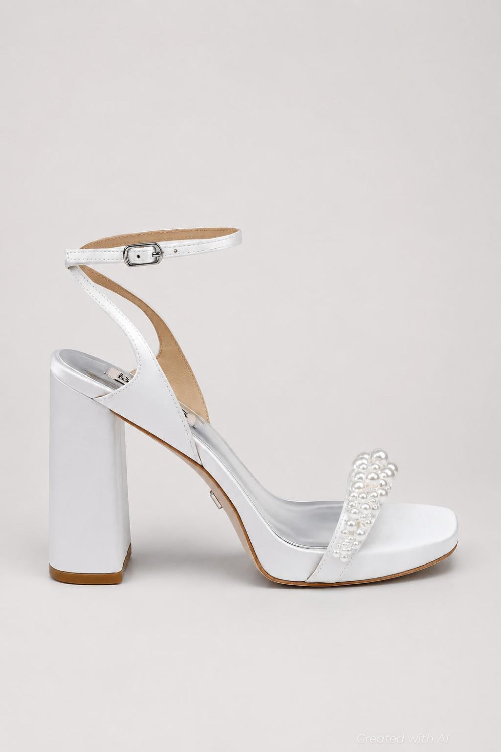 Women’s Calida Square Toe Adorned High Heel Platform Sandals - White Satin - 7.5 - Sandals