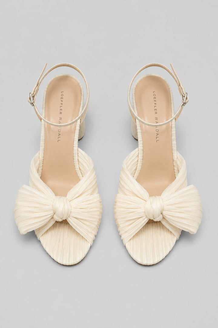 Women’s Camellia Bow High Heel Sandals - Pearl - 9.5 - Sandals