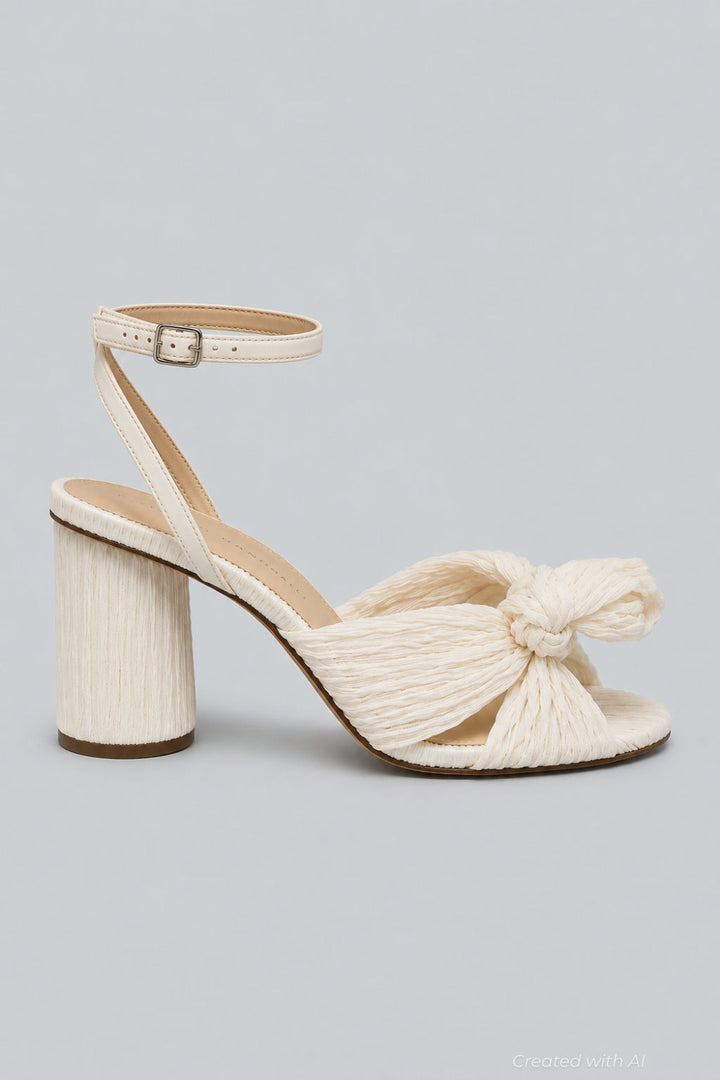 Women’s Camellia Bow High Heel Sandals - Pearl - 9.5 - Sandals