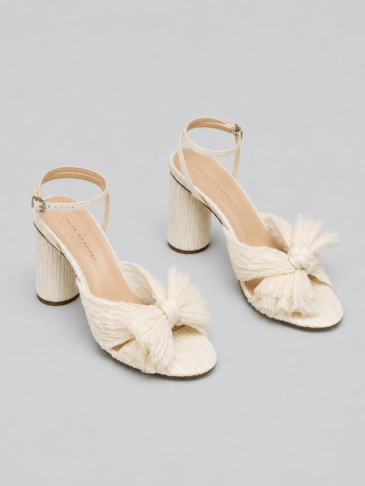 Women’s Camellia Bow High Heel Sandals - Pearl - 9.5 - Sandals