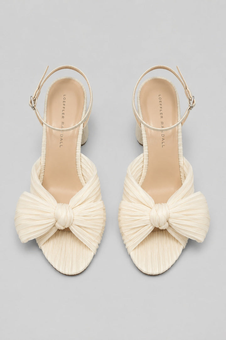 Women’s Camellia Bow High Heel Sandals - Pearl - 9.5 - Sandals