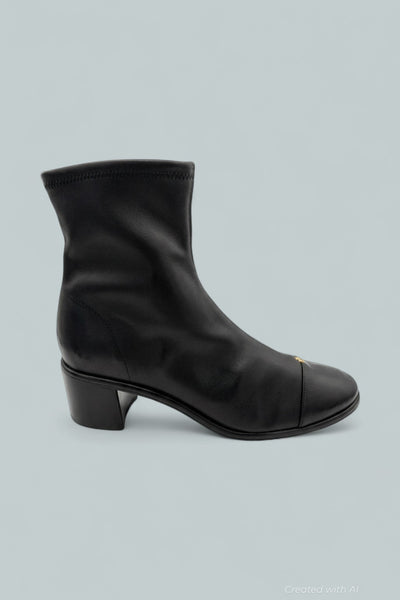 Women’s Cap Toe Ankle Boots 50mm Heel - Perfect Black - 9 - Boot