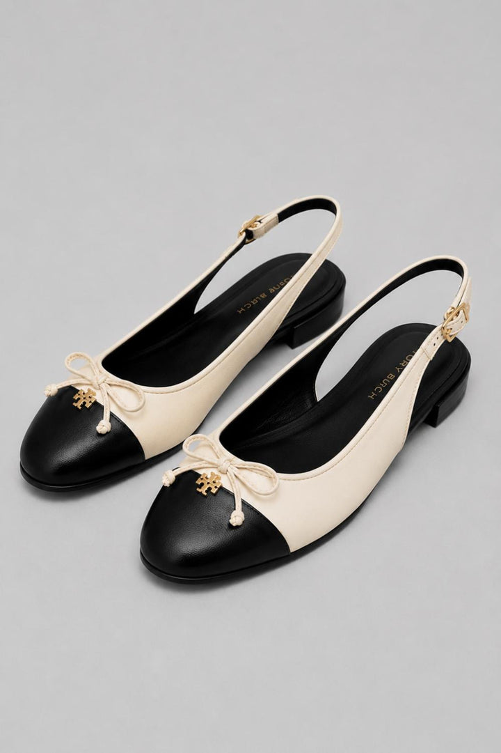 Women’s Cap Toe Slingback Ballet Flats - Light Cream - Slingback