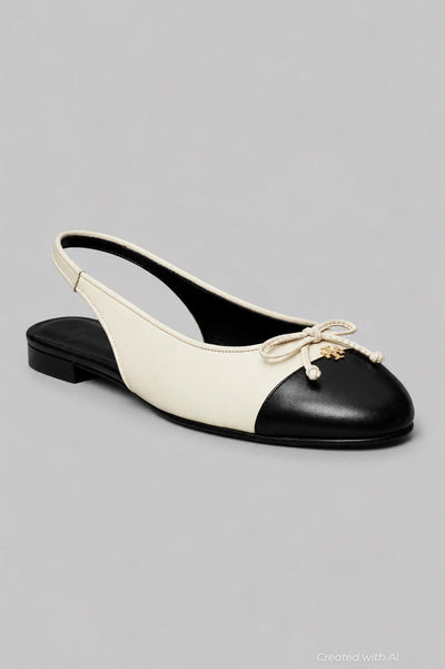 Women’s Cap Toe Slingback Ballet Flats - Light Cream - Slingback