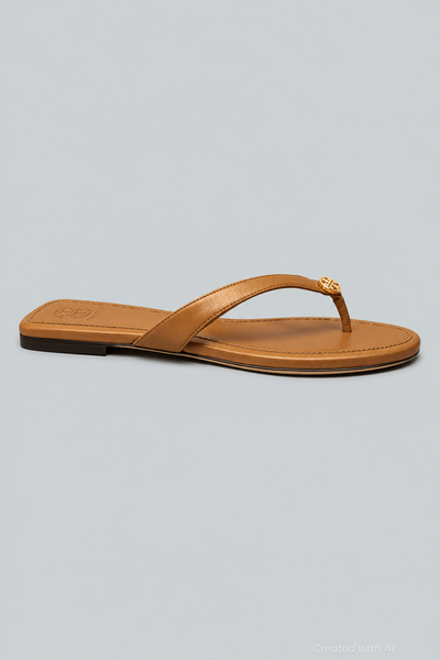 Women’s Capri Leather Flip Flop Sandals - Caramel - Flip Flop