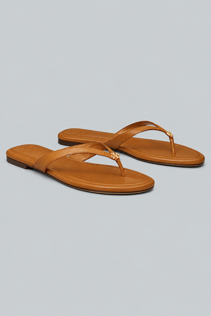 Women’s Capri Leather Flip Flop Sandals - Caramel - Flip Flop