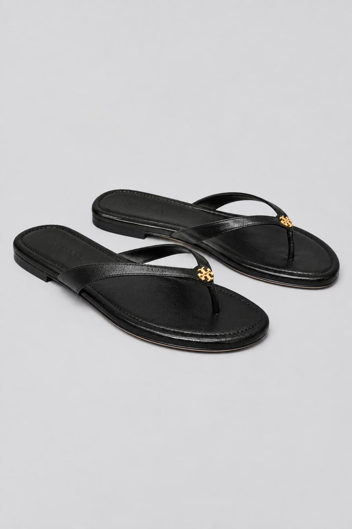 Women’s Capri Leather Flip Flops - Perfect Black - 9.5 - Flip Flop
