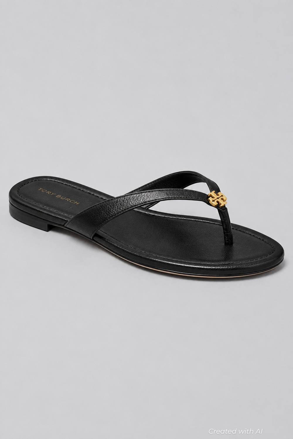 Women’s Capri Leather Flip Flops - Perfect Black - 9.5 - Flip Flop