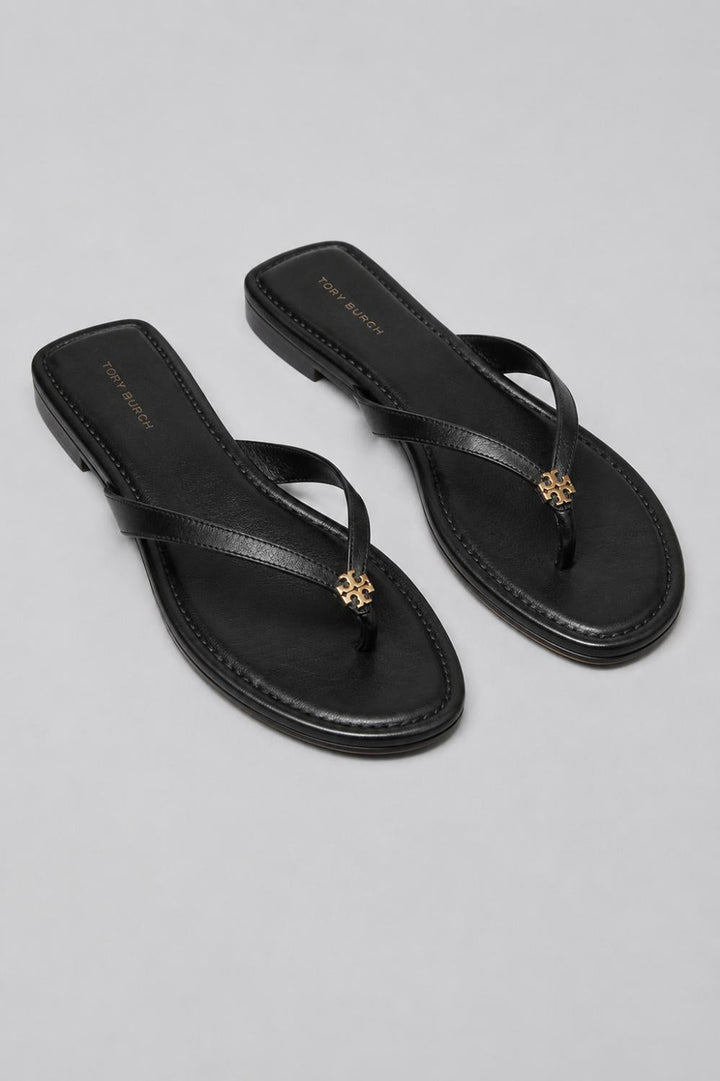Women’s Capri Leather Flip Flops - Perfect Black - 9.5 - Flip Flop