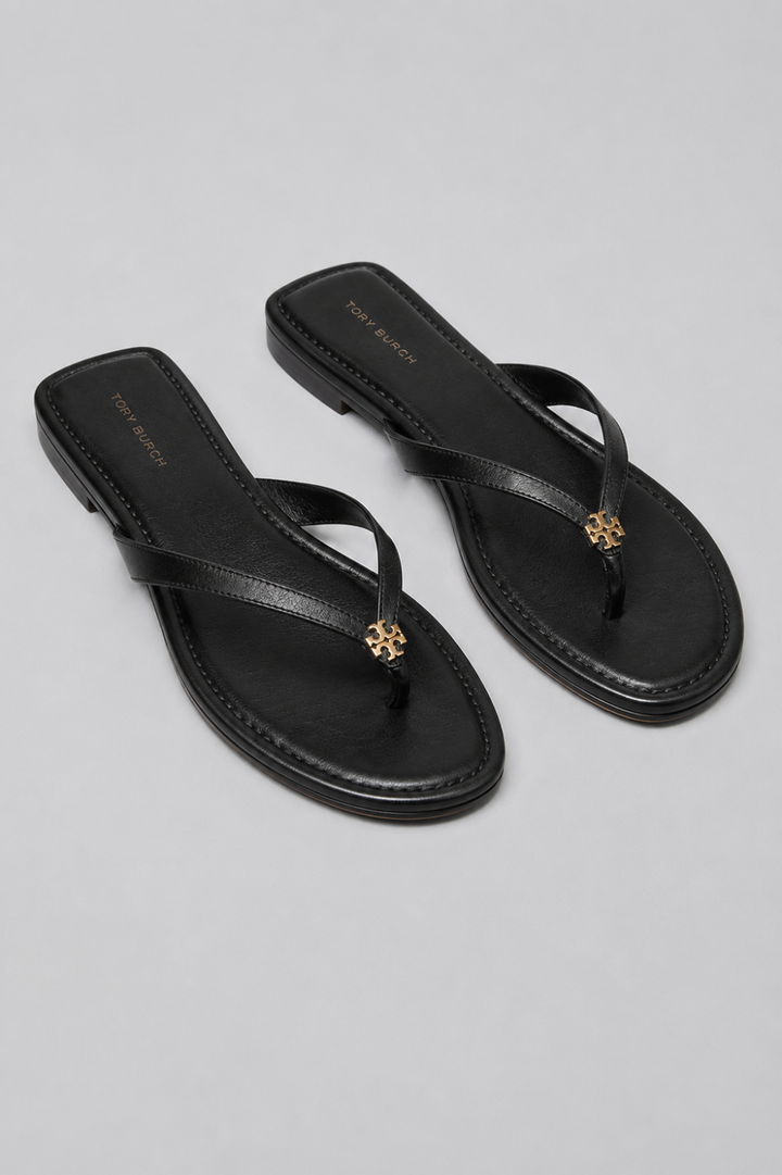 Women’s Capri Leather Flip Flops - Perfect Black - 9.5 - Flip Flop