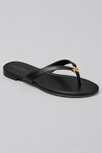 Women’s Capri Leather Flip Flops - Perfect Black - 9.5 - Flip Flop