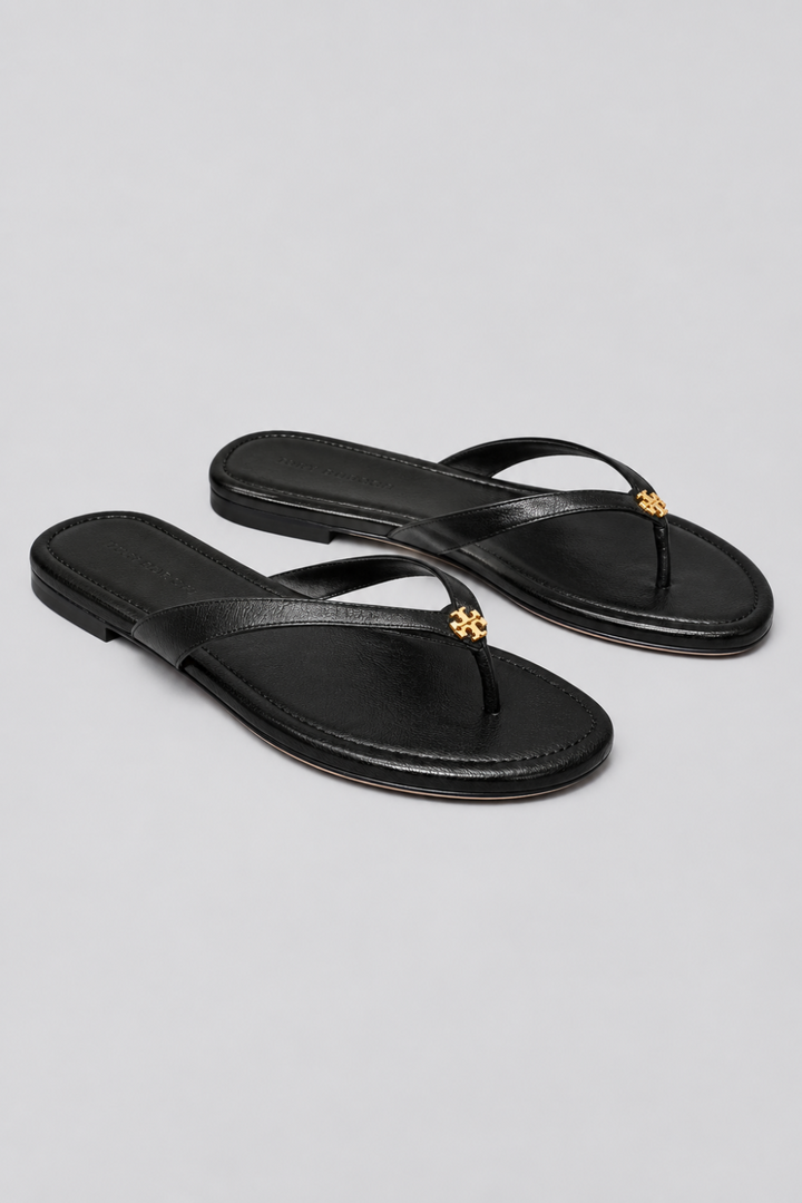 Women’s Capri Leather Flip Flops - Perfect Black - 9.5 - Flip Flop