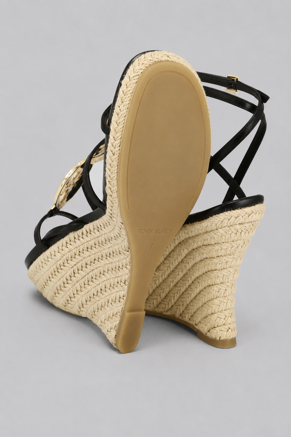Women’s Capri Miller Espadrille Wedge Sandals - Black/Gold - 6 - Espadrille