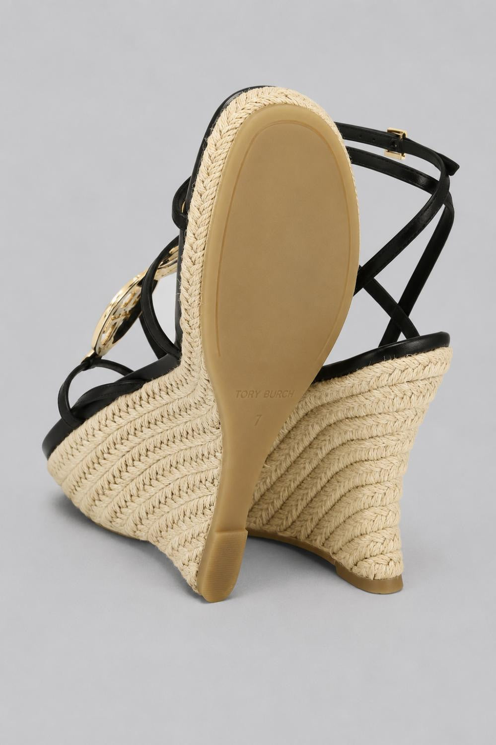 Women’s Capri Miller Espadrille Wedge Sandals - Black/Gold - 6 - Espadrille
